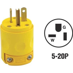 (20)-Leviton 20A 125V 3-Wire 2-Pole 5-20P Electric Cord Plug 010-520PV-000 - Picture 1 of 1