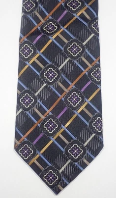 JZ RICHARDS CORBATA NEGRA con RAYAS MULTICOLORES TEJIDA 100% SEDA HECHA EN EE. UU. 58,5" Foto 1 de 4