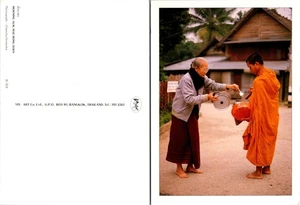 Asia Thailand Mae Hong Son Morning Alm Tak Bat Bindabat Buddhist UNP Postcard - Picture 1 of 2