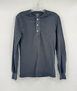 Camisa Henley J.CREW Para Hombres Gris Tejida XS Slub Algodón Hilos Prenda Teñida Manga Larga - Imagen 1 de 3