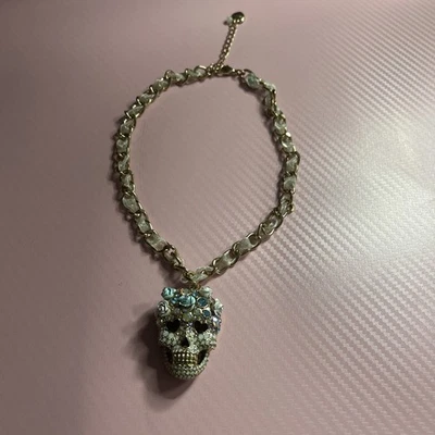 Collar calavera flor estrás cristal Betsey Johnson cadena Día de Muertes Foto 1 de 4