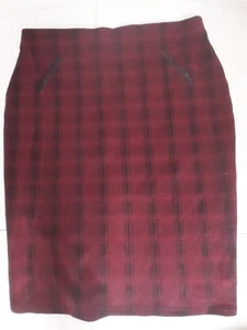 Dorothy Perkins red check plaid stretch pencil skirt bodycon size UK 18 - Picture 1 of 6