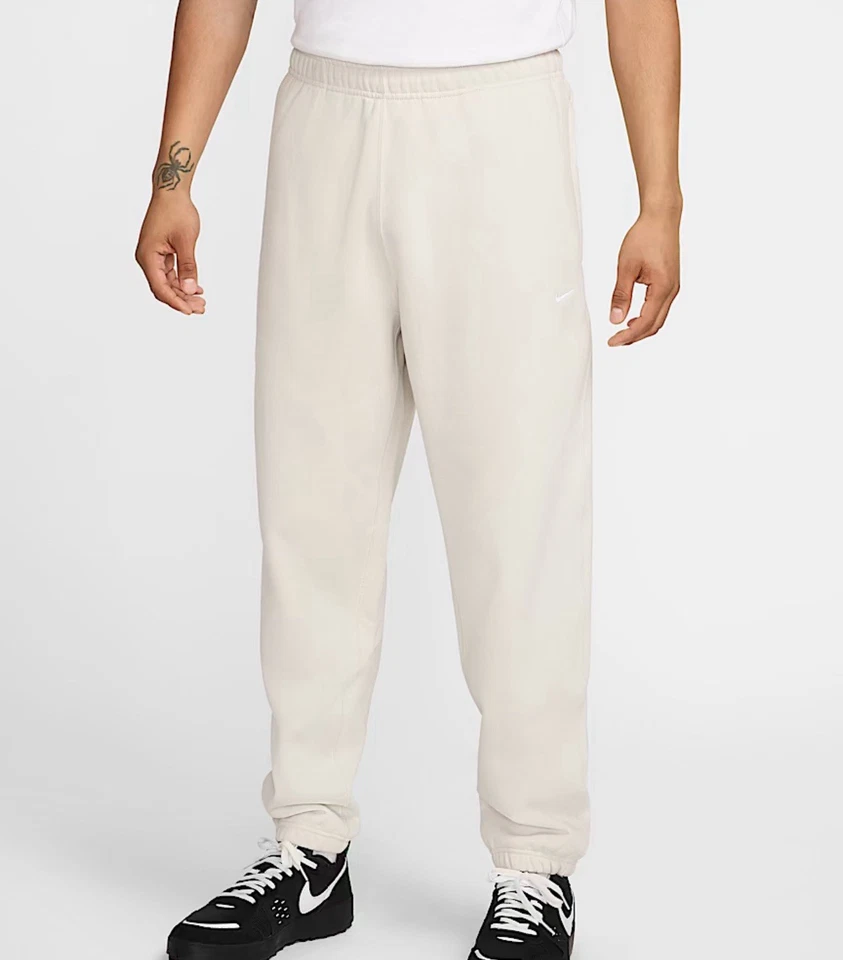 Nike Solo Swoosh Fleece Heavyweight Jogger Light Bone DX1364-072 Men's Size M