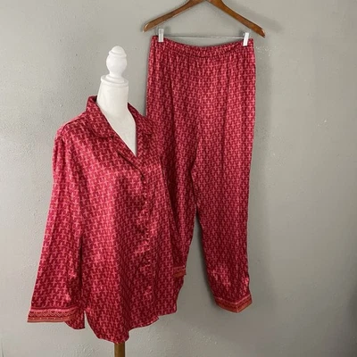 Secret Treasures Sleepwear Pajama Set Size L Large Top and Pants Red Satin Sleep - Image 1 of 4