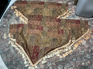 (3) CROSCILL GALLERIA Fringed Beaded Ascot Valance Ea. 40X27” 3 Total - Picture 1 of 5