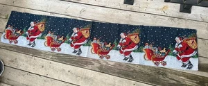 Christmas Santa Tapestry Table Runner 68” Santa Hat Tree EUC Holiday Decor - Picture 1 of 3