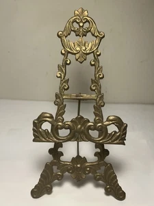 Vintage Brass Easel Stand Floral Ornate Picture Plate Book Display - Picture 1 of 9