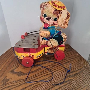 Fisher Price Fido Zilo funktionstüchtiger Zustand frühe 60er Jahre Holzspielzeug - Bild 1 von 9