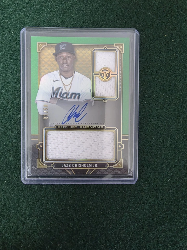 2022 Topps Triple Threads Jazz Chisholm Jr Yankees Future Phenom Auto Green /50 - Image 1 of 4