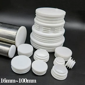 Round Plastic White Blanking End Cap Caps Tube Pipe Inserts Plug Bung 16mm~100mm - Picture 1 of 38