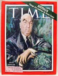 TIME MAGAZINE 4 APRIL 1960 VINTAGE NEWS & ADVERTISING - AUSTRALIA - PM MENZIES - Imagen 1 de 10