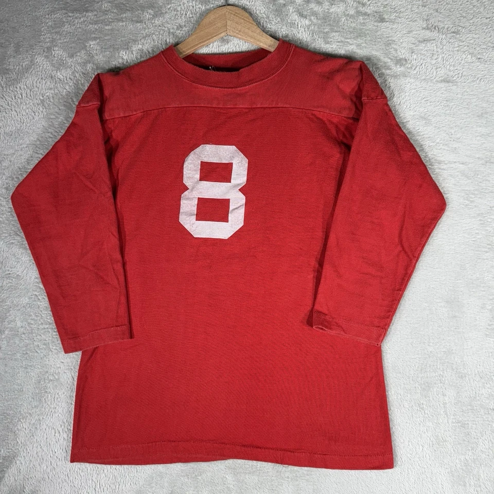 Camiseta de fútbol americano de colección para hombre L (se adapta a S) roja/gris años 50 60 Ohio EE. UU. Rugby Foto 1 de 4