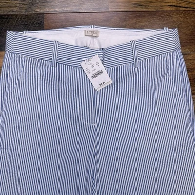 Pantalones J Crew Seersucker para mujer 2 rayas tiro medio elásticos nuevos  Foto 1 de 4