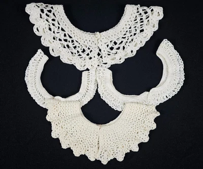 4 Collares Vintage Algodón Blanco Beige Crochet Mujer-Niño Talla Foto 1 de 4