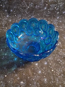 vintage l.e. smith heritage moon and stars blue konsolenschale - Bild 1 von 2
