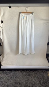 Missguided Premium Crepe wide Leg Trousers Womens Size 4 White  - Picture 1 of 8
