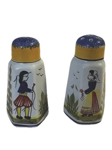 Salero y pimentero vintage Henriot Quimper bretón Francia mujer y hombre - Imagen 1 de 13