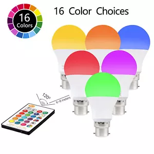 B22 RGB 9W Led Bulb 16 Colour Light Changing Remote Controlled Bayonet Lamp - Picture 1 of 11
