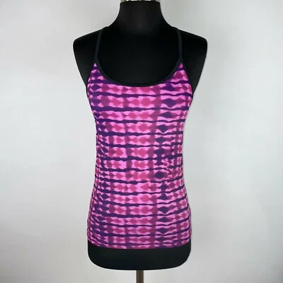 C9 By Champion Womens S Pink Purple Black Patterned Built In Bra Tank NM - Image 1 of 4