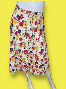 Vintage 70s Floral Canvas Denim The Traveler By Connie Skirt Sz M Button Down - Picture 1 of 10