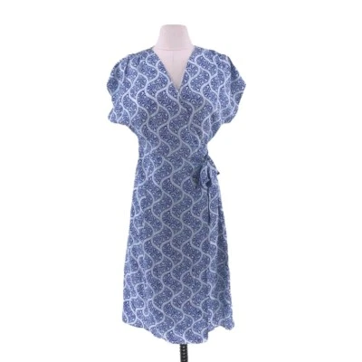 Vestido envolvente Nordstrom Signature mezcla de seda azul cachemira 4 NUEVO $299 Foto 1 de 4