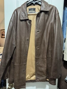 HM Men’s Brown Leather Jacket (HEAVY WEIGHT) - Picture 1 of 3