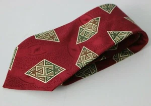 Corbata ROBERT TALBOTT Corbata Patrón Diamante Rojo EE. UU. Cosida a Mano Studio Carmel - Imagen 1 de 8