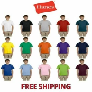 Hanes Youth 50/50 ComfortBlend EcoSmart® T-Shirt Boys & Girls Tees XS-XL 5370 - Picture 1 of 77