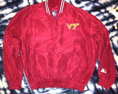 Chaqueta Pullover Vintage Años 90 Starter Virginia Tech Hokies Para Hombre Talla XL Foto 1 de 4