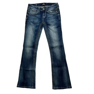ReRock For Express Jeans Women's 28 Blue Denim Stretch Low-Rise Bootcut Leg - Picture 1 of 11