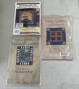 Two Punchneedle Kits And A Pattern Tiny Stars, Angel, Rooster - Picture 1 of 16
