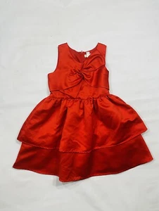 Cat & Jack Girls Red Sheer Satin Bow Dress Size 7/8 - Picture 1 of 12