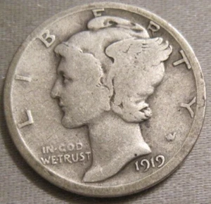 FULL DATE AS SHOWN - 1919 D MERCURY DIME *** 90% SILVER *** 767 - Picture 1 of 6