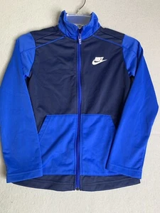 Nike Jacket Boys Small Blue Sweatshirt Track Suit Coat Warm Up Kids Youth - Picture 1 of 8