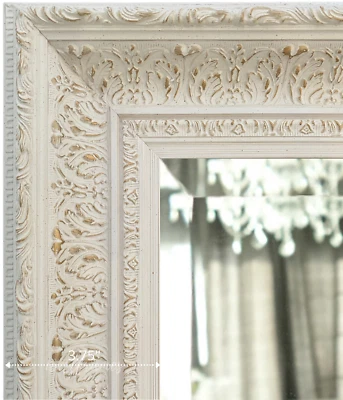 West Frames Elegance Ornate Embossed Wood Framed Wall Mirror Antique White Gold  - Image 1 of 4
