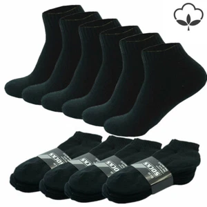 Men Plain Black Sports Athletic Thick Cotton Socks Ankle Low Cut Size 9-13 - Picture 1 of 7