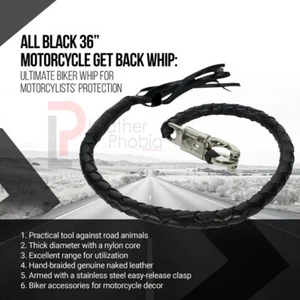 Biker Whip 36" Motorcycle Get Back Whip, Handlebar Accessories for Motorbike - Picture 1 of 10