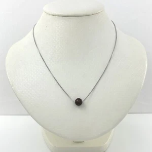 Sterling Silver Box Chain Slider Chocolate Pearl Adjustable Length Necklace - Picture 1 of 3
