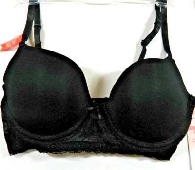 ¡ASÍ QUE DAME UN IMPULSO SUJETADOR PUSH UP MÁS GRANDE HASTA AHORA! Bordes y espalda de encaje NEGRO talla 34B NUEVO Foto 1 de 4