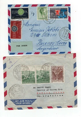 LUXEMBOURG TO ARGENTINA, 2 DIFFERENT AIR MAIL COVERS, RARE DESTINATION, VF - Image 1 of 2
