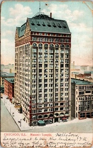 Masonic Temple Chicago ILLINOIS UNDIVIDED BACK Postmarked 1908 POSTCARD D6 - Picture 1 of 2
