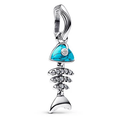 PANDORA Schmuck Silber Charm-Anhänger Türkisfarbene Fischgräte 793894C01 - Bild 1 von 4