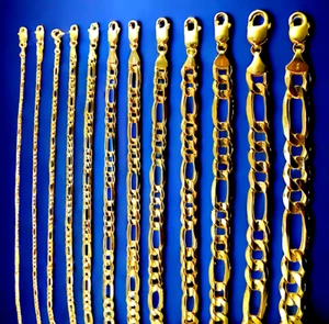14K Yellow Gold SOLID Figaro Necklace Chain Bracelet Real Gold 1.5mm-12mm 7"-30" - Picture 1 of 14