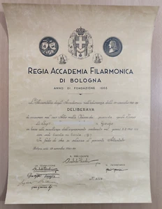 diploma 1941 bologna filarmonica regia accademia firma amleto zecchi - Picture 1 of 8