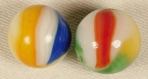 AKRO AGATE 2 PATCH MARBLES 3/4" & 13/16" NM-M - Picture 1 of 2