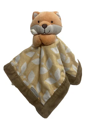 Cobertor de segurança Carters Baby Lovey Fox pelúcia marrom bronzeado folhas brancas 2016 - Imagem 1 de 4