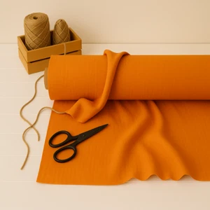 Deep Saffron Cotton-Linen Fabric by the Yard – Material for Sewing & Décor - Picture 1 of 10