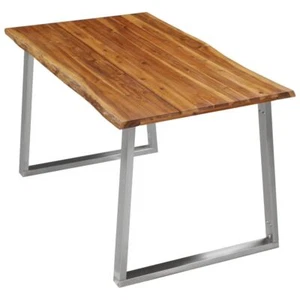 Wooden Dining Table Industrial Style Kitchen Furniture With Stainless Steel Legs - Picture 1 of 7