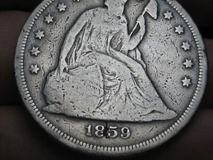 1859 O Seated Liberty Silver Dollar- New Orleans, VG Details - Picture 1 of 7