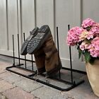 Contemporary Metal Welly Wellington Boot Rack Organiser in Black (4 Pairs)